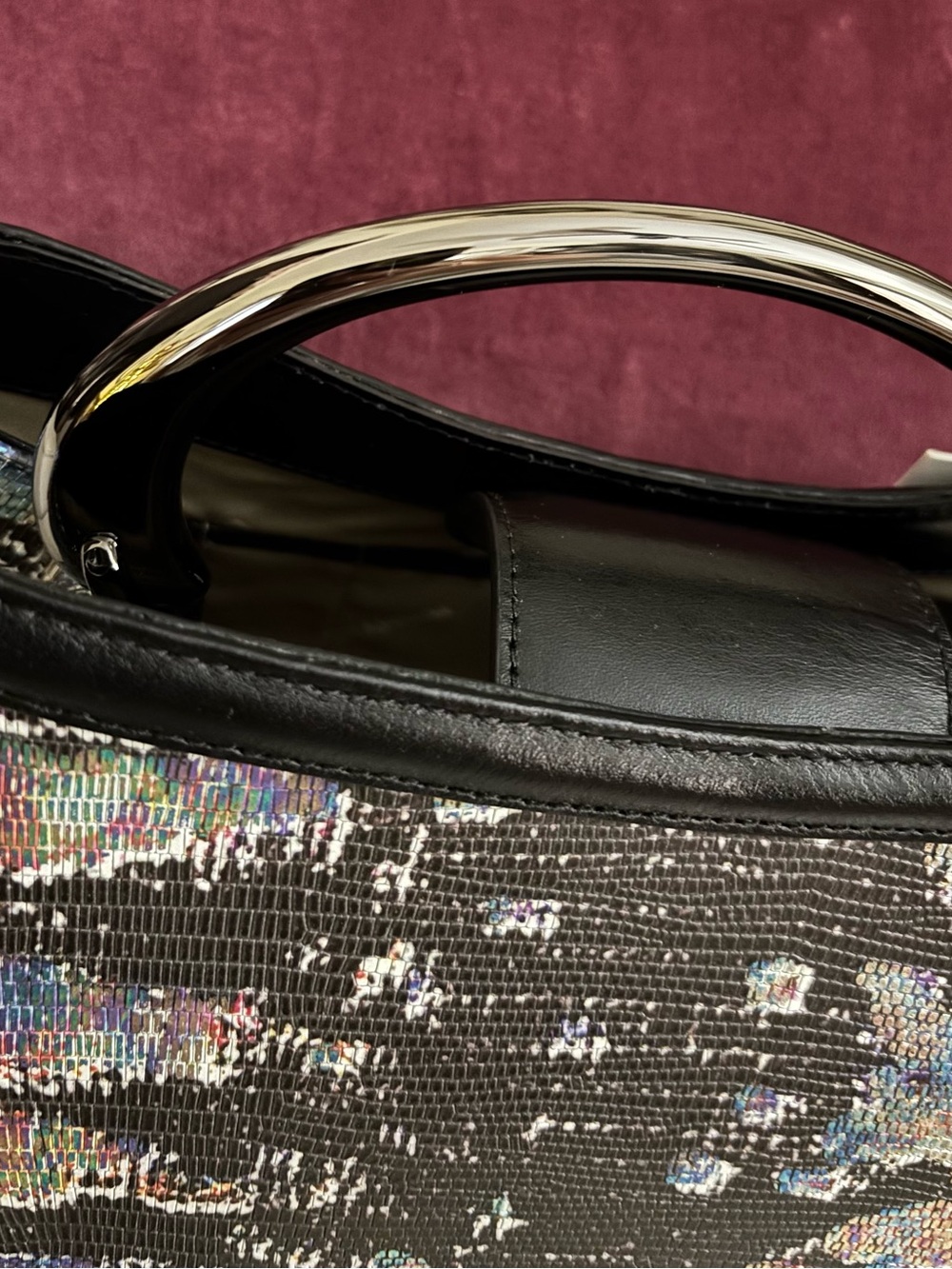 NWT Brahmin Soleil Multi Spectacle Leather Satchel Holographic Black $385 - Picture 8 of 16